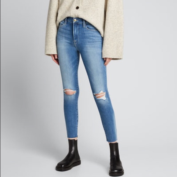 Frame Denim Denim - Frame High Rise Distressed Blue Skinny Jeans size  27